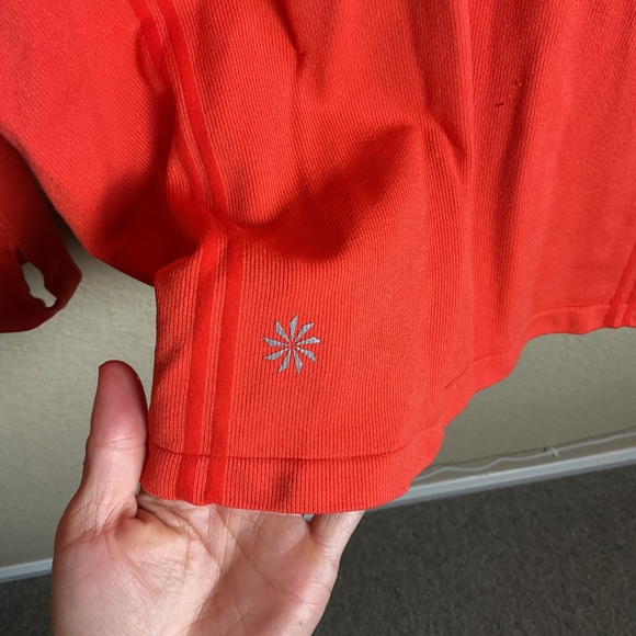 Athleta Womens Medium Orange Pullover Half Zip Tech Athletic  Hoodie‎ Jacket - Picture 4 of 8